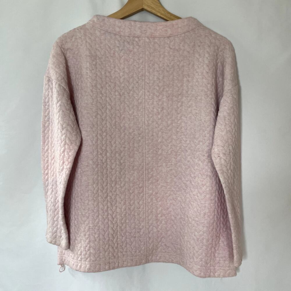 T by Talbots pink quilted boat neck sweater women's size MP casual warm top - Picture 8 of 8